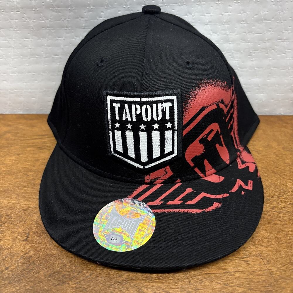 NWT Tapout RARE Red Graffiti Logo Hat USA Cap Black White Size L/XL UFC